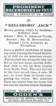 1934 Ogden's Prominent Racehorses of 1933 #20 Kellsboro' Jack Back
